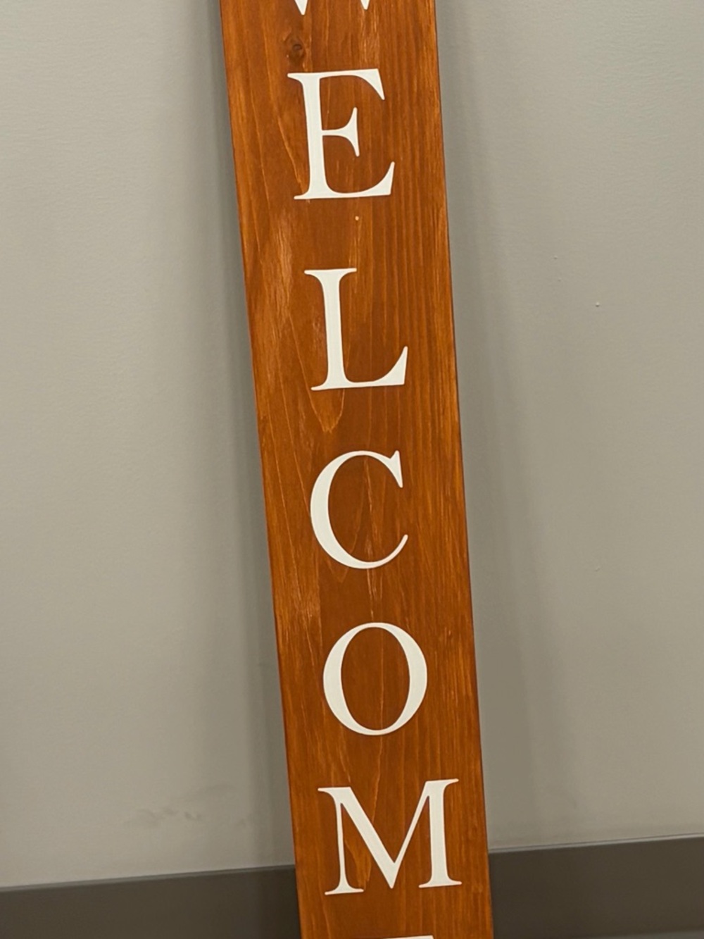 Wooden Welcome Sign in Warm Brown with White Letters